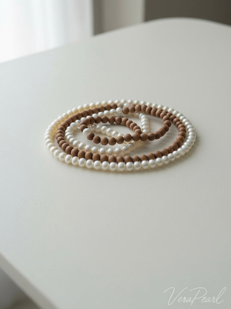 VeraPearl NewYork | Wĕn · The Sandalwood & Pearl Necklace & bracelet