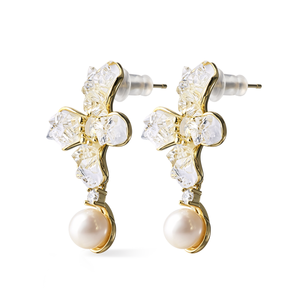 PetalTalk | Natural Pearls and Crystal Earrings