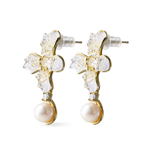 PetalTalk | Natural Pearls and Crystal Earrings