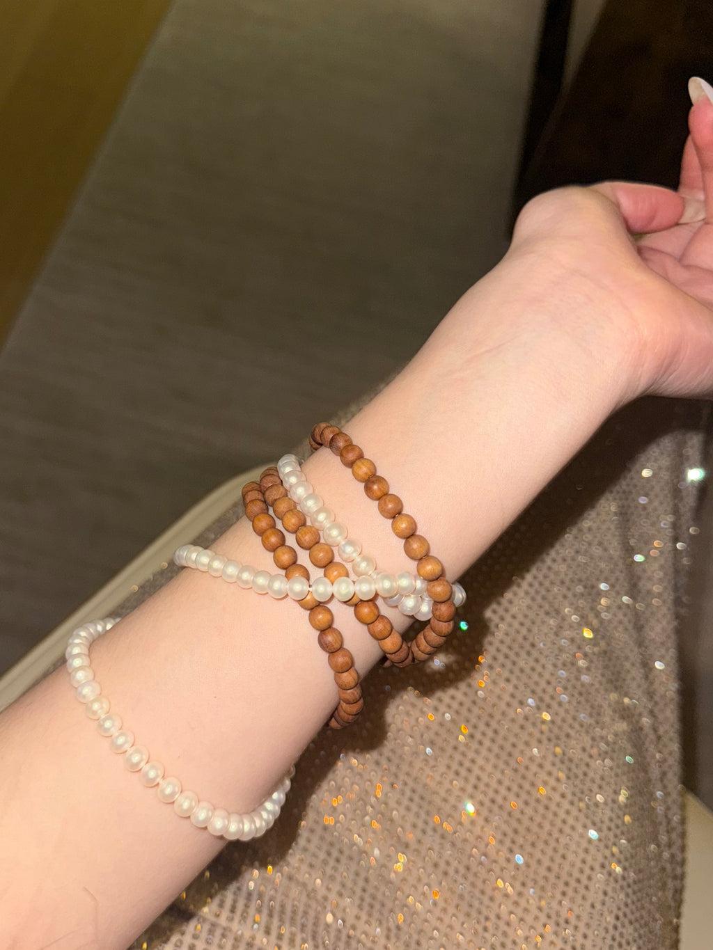 Wĕn | The Sandalwood & Pearl Necklace & bracelet