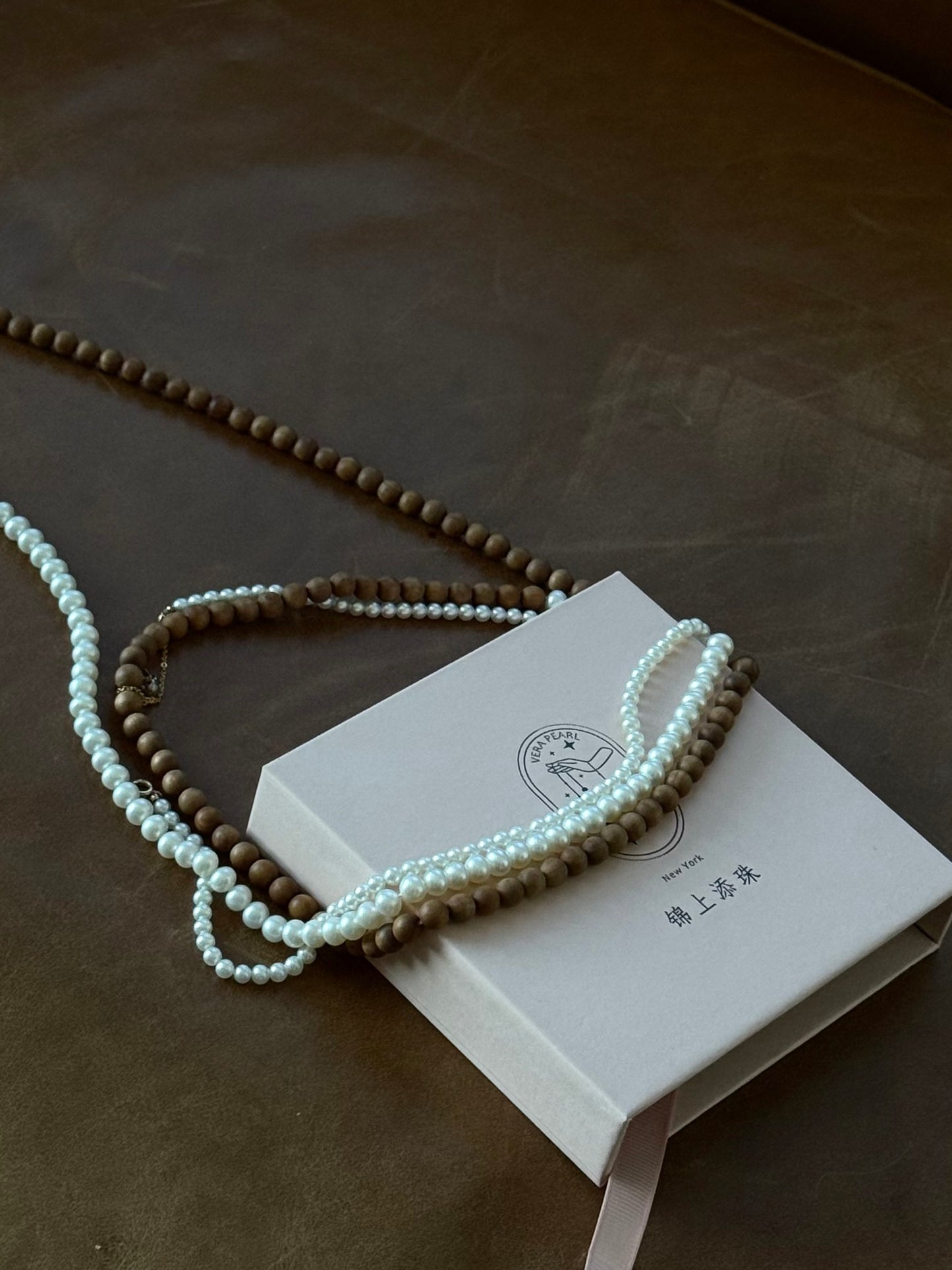VeraPearl NewYork | Wĕn · The Sandalwood & Pearl Necklace & bracelet