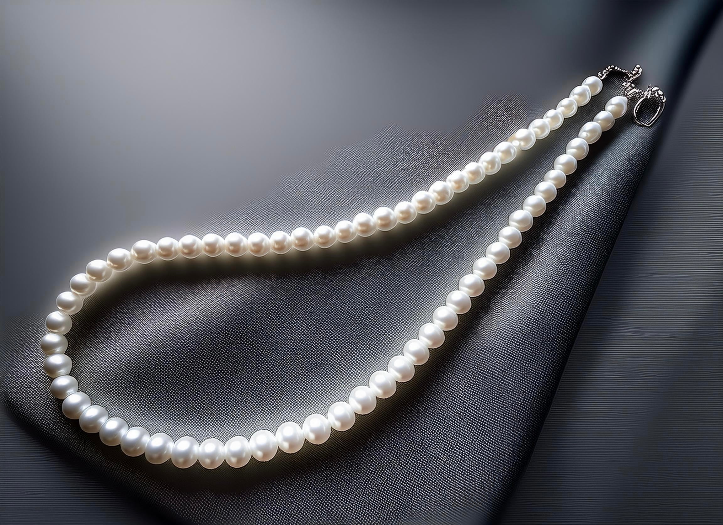 Top Luster · Flawless · Fully Round 5-6mm  White Pearl Necklace