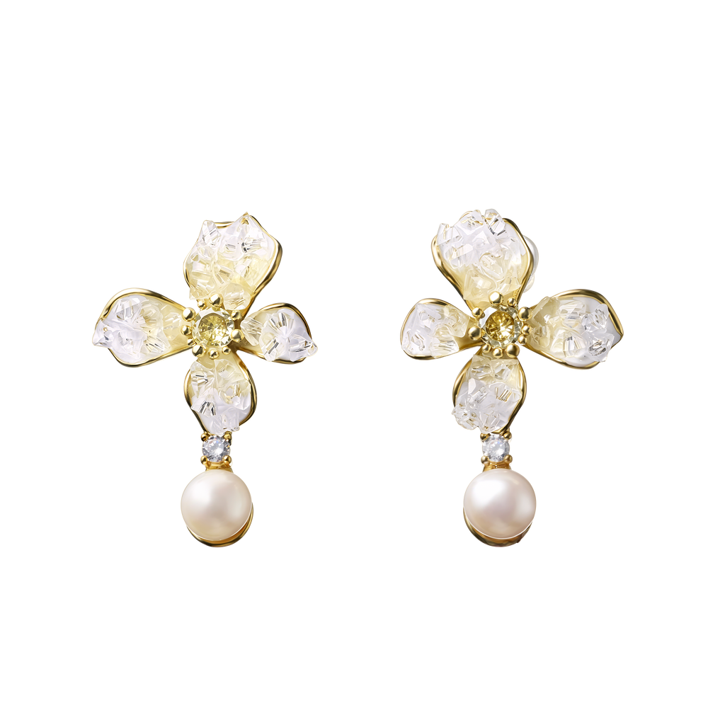 PetalTalk | Natural Pearls and Crystal Earrings