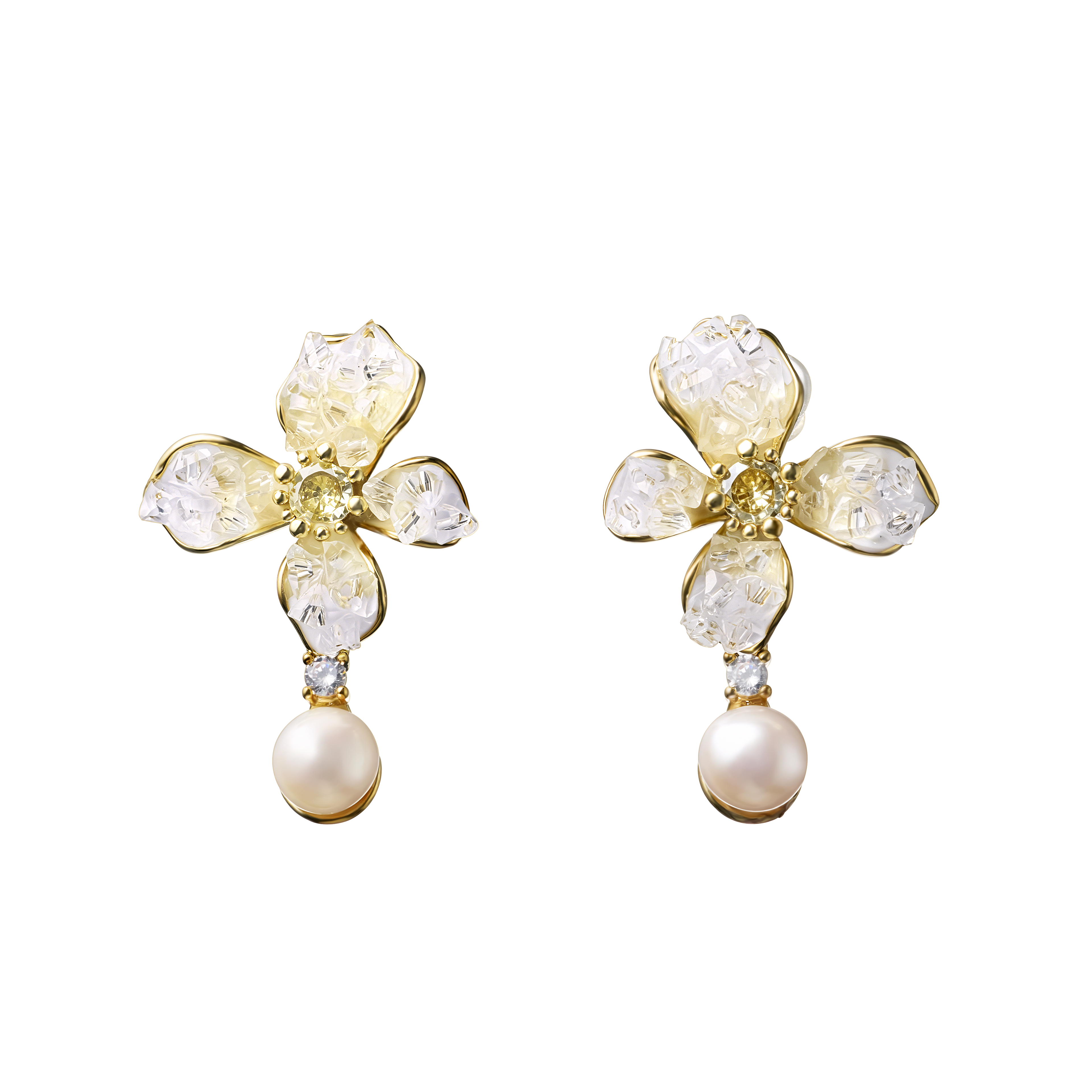 PetalTalk | Natural Pearls and Crystal Earrings