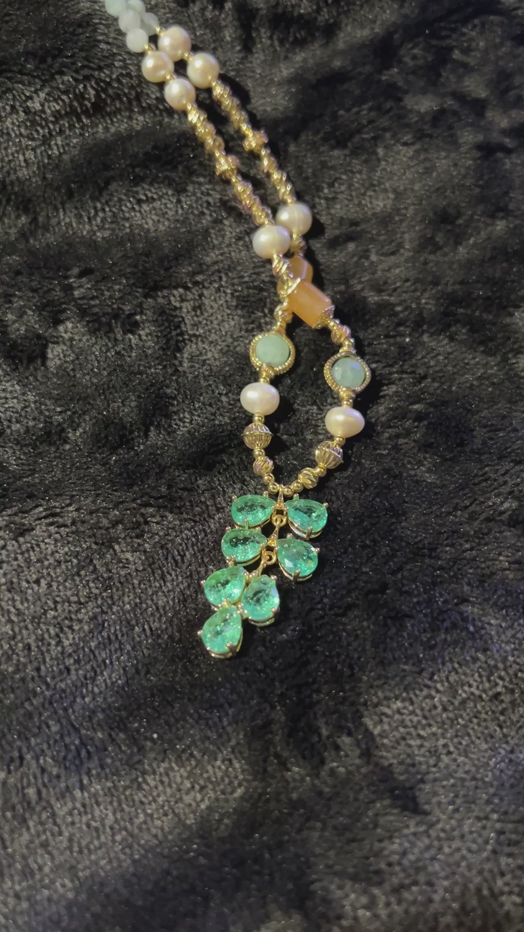 Echo Green ｜ Fine Pearl & Crystal Designer Necklace